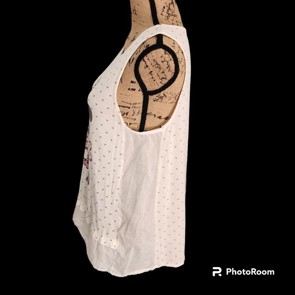 Disney Parks Authentic Original Tank Top Womns SZ L Retro Polka Dot Kidcore Love - Picture 2 of 4